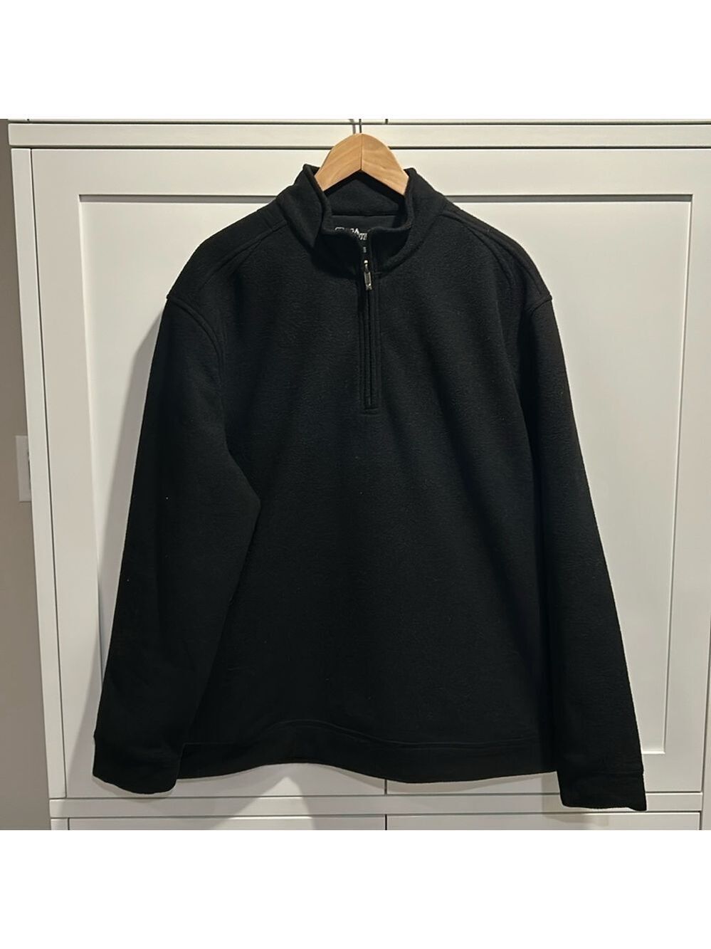PGA Tour 1/4 Zip up Basic Fleece Black Pockets Neutral Golf Size XL